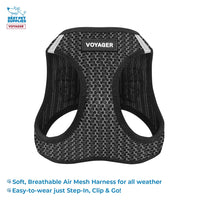 Voyager Step-in Air All Weather Mesh Harness and Reflective Dog 5 ft Leash Combo with Neoprene Handle, for Small, Medium and Large Breed Puppies by Best Pet Supplies - Gray (2-Tone), L Harness Leash Bundle (Gray 2-Tone-Tone) L (Chest: 18 - 20.5
