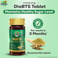 Zandu DiaBTS Tablets|Clinically Proven for results in 3 months| Safe, Natural & 100% Ayurvedic | Helps maintain Healthy Glucose Metabolism |Salacia for Healthy Sugar Management | 90 Tablets