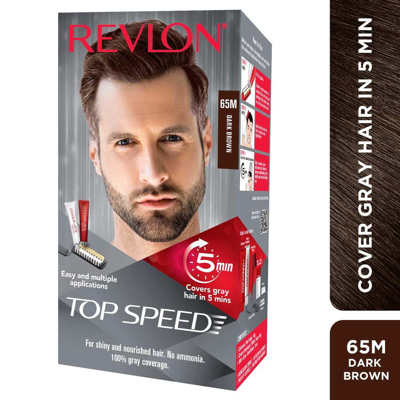 Revlon Top Speed Hair Color - Men -Dark Brown 65M