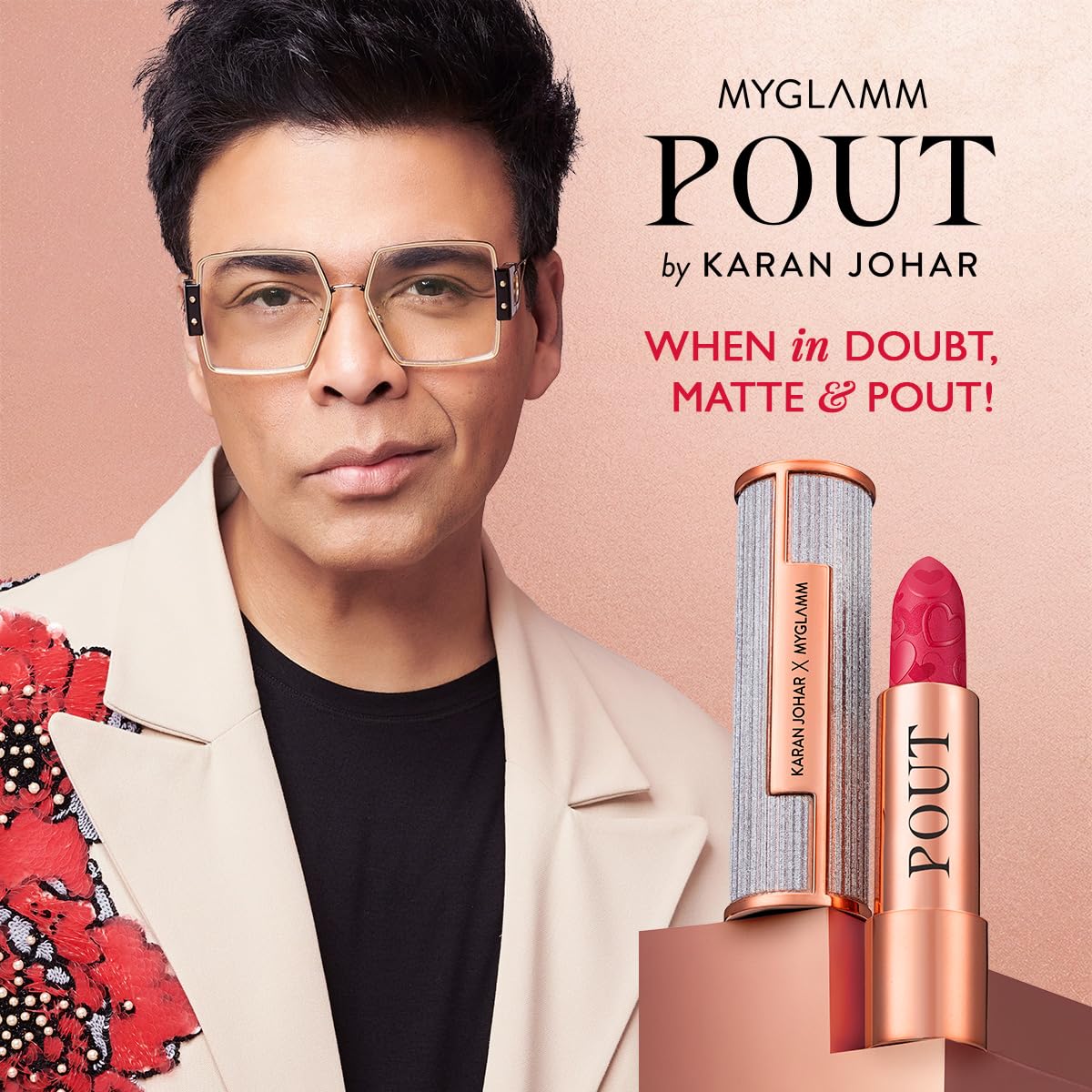 MyGlamm POUT by Karan Johar Intense Matte Plumping Lipstick - Blockbuster Pout (Deep Red Shade) | Highly Pigmented, Long Lasting, Lightweight, Creamy Matte Lipstick For Lip Makeup (4g)
