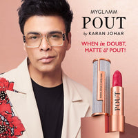 MyGlamm POUT by Karan Johar Intense Matte Plumping Lipstick - Blockbuster Pout (Deep Red Shade) | Highly Pigmented, Long Lasting, Lightweight, Creamy Matte Lipstick For Lip Makeup (4g)