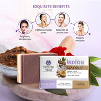 Ayouthveda Handmade Indian Clay Soap | Nourishes Protectes & Hydrates Skin | A Three Layered Mineral Rich Clay Bar| Daily use Bar for Both Men & Women (Pack Of 1-110g)