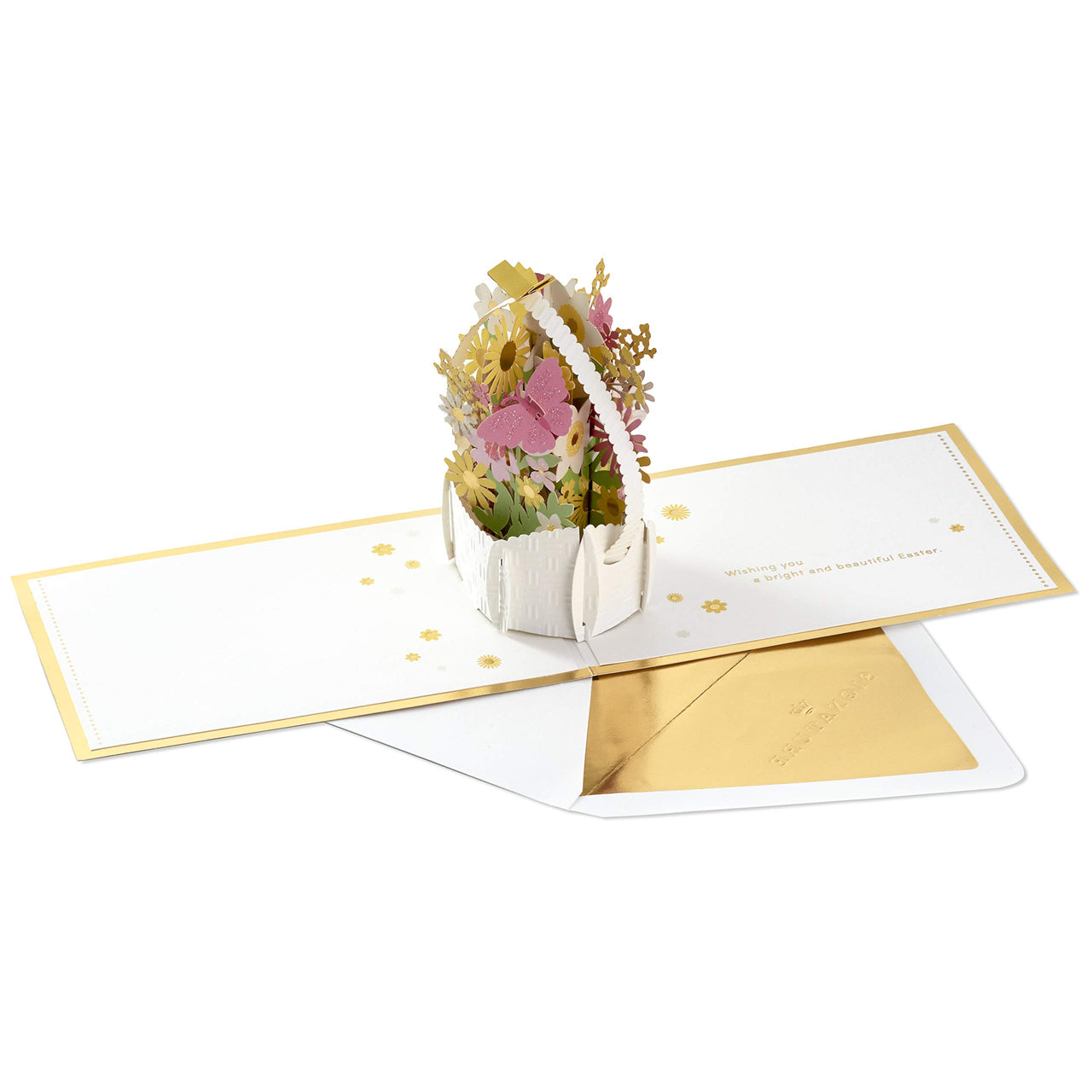 Hallmark Signature Paper Wonder Easter Pop Up Card (Easter Basket) Yellow, Pink and White