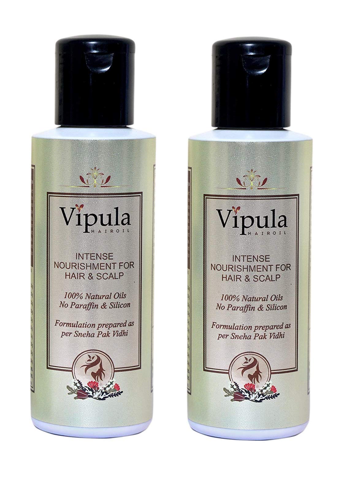 Vipula Ayurvedic Herbal Hair Oil for Stronger Longer and Thicker Hair, Enriched with Coconut, Amla & Bhringraj for Stronger, 100% Natural Oil for 2x faster Hair Growth - 2x100ml
