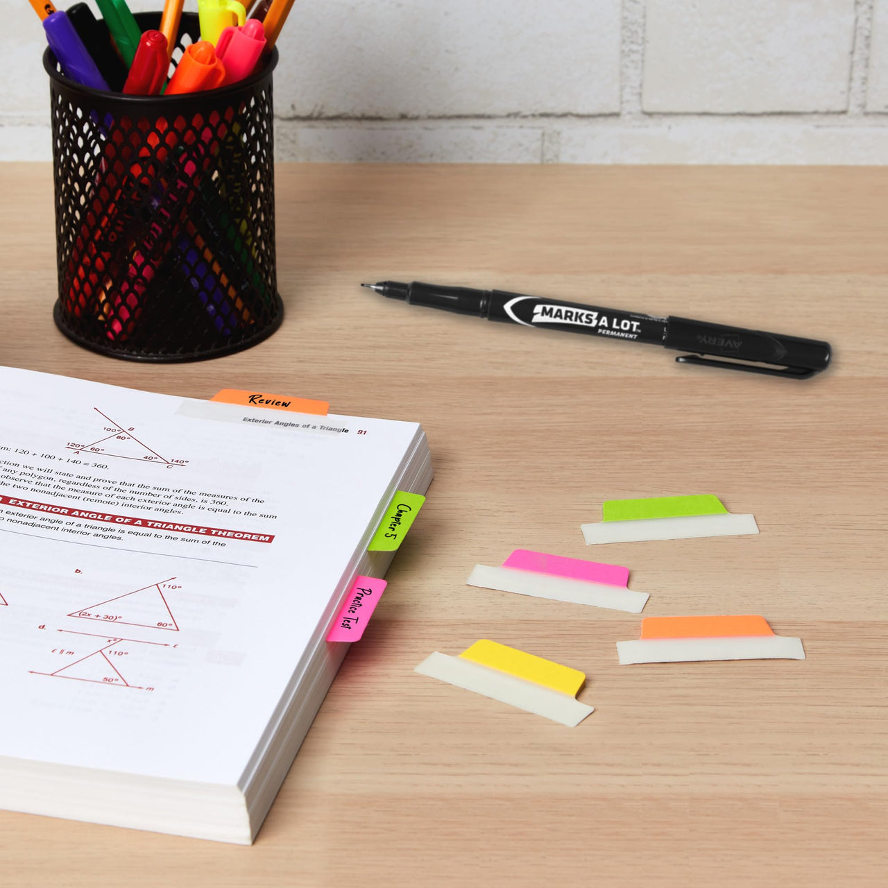 Avery Margin Ultra Tabs, 2.5" x 1", 2-Side Writable, Assorted Neon Colors, 48 Repositionable Page Tabs (74865) 48 tabs