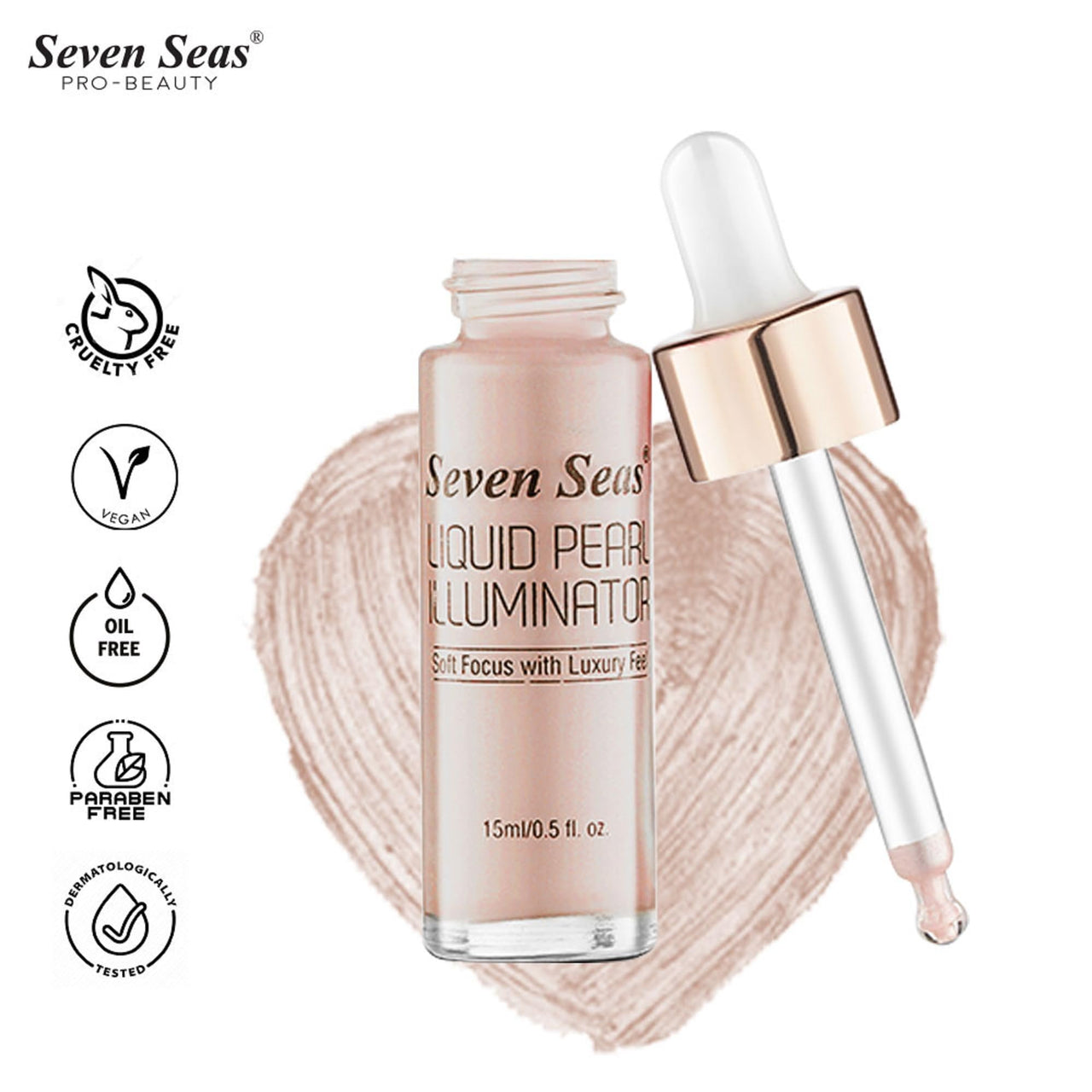 Seven Seas Liquid Pearl Liquid Highlighter For Face makeup | illuminating Liquid Highlighter with Dewy finish (Manhattan)