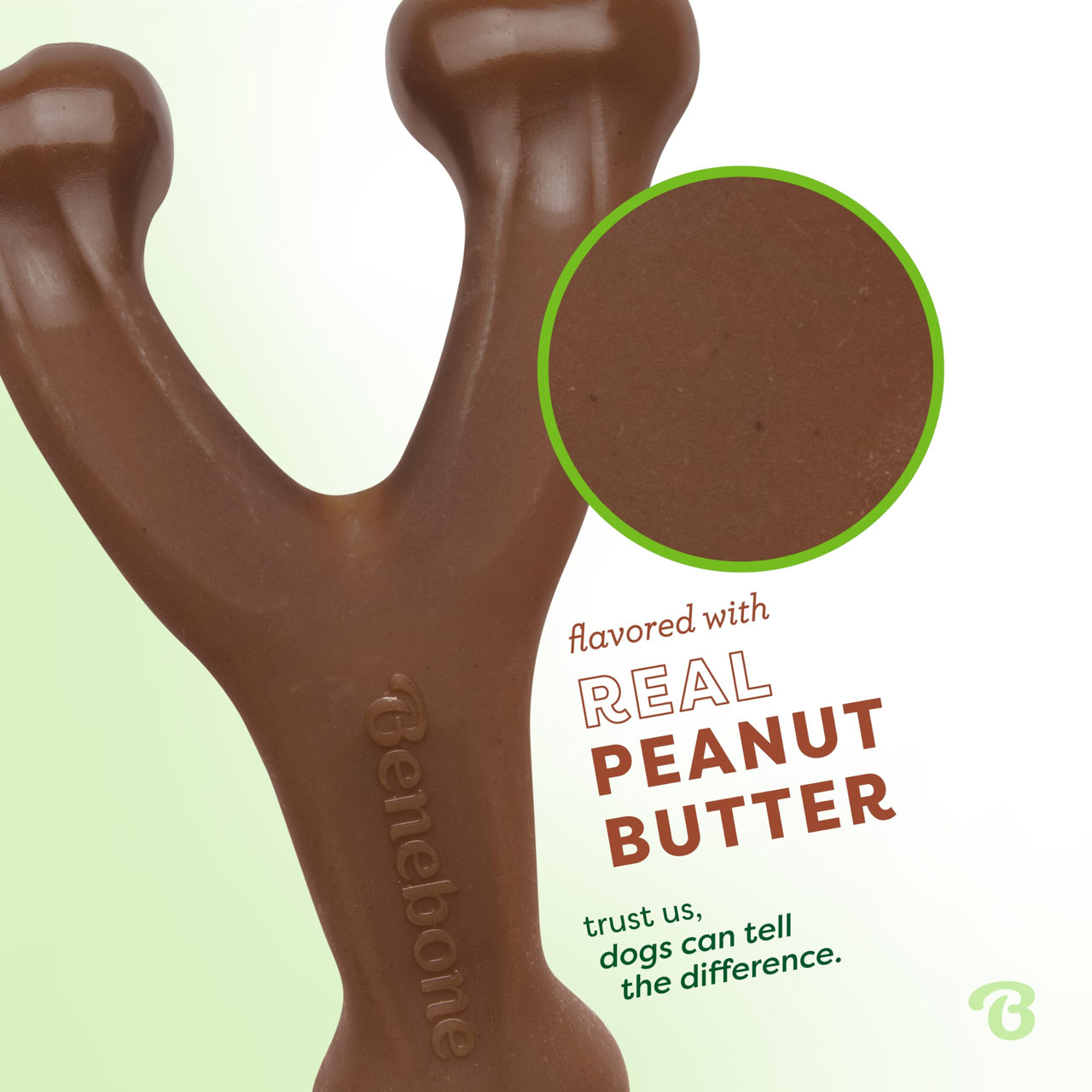 Benebone Wishbone Durable Dog Chew Toy for Aggressive Chewers, Real Peanut, Made in USA, Large