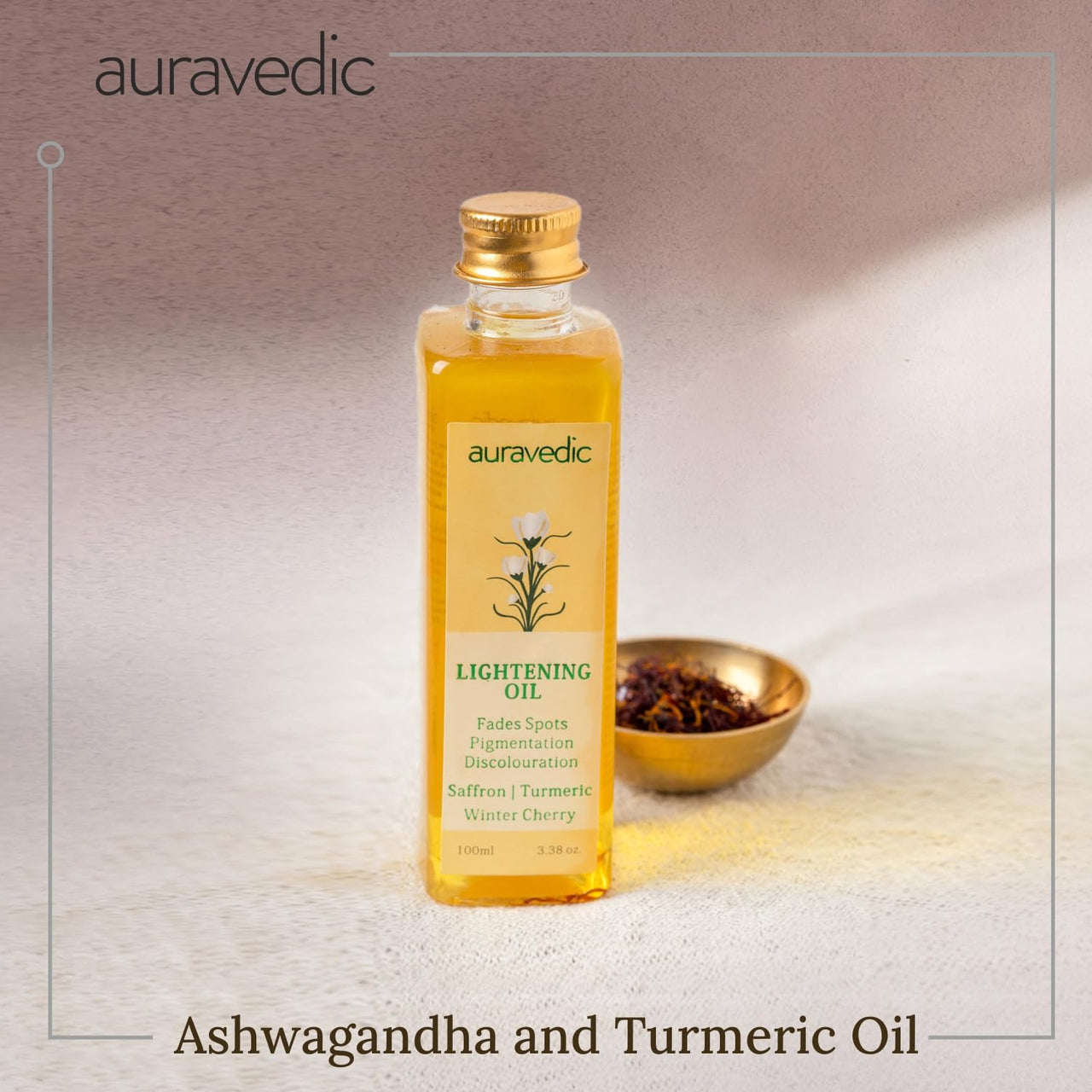 Auravedic Saffron Original Face Oil For Glowing Skin100 ml Ashwagandha Pigmentation Serum Face Serum For Pigmentation For Skin Body Oil After Bath For Daily Use