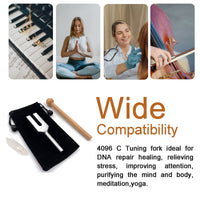 4096 Hz Tuning Fork, Crystal Tuning Fork for Healing, Medical-Grade with Wood Hammer and Soft Storage Bag 4096 Hz