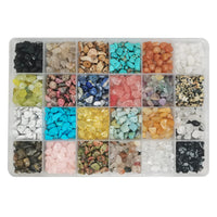 GangGangHao 1500+ Pcs Natural Chip Stone Beads About 500g Irregular Gemstones Healing Crystal Loose Rocks Bead Hole Drilled DIY for Bracelet Jewelry Making Crafting (5-8mm, 24 Color Mix)
