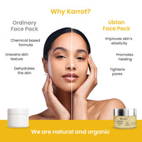 Karrot Natural Skincare Ubtan Face Pack, Enhances Glow and Brightness, Increases Softness and Removes Tan, Made with Kastoori Haldi, Sandalwood, Rosewater, For Women and Men, All Skin Types, 100gms