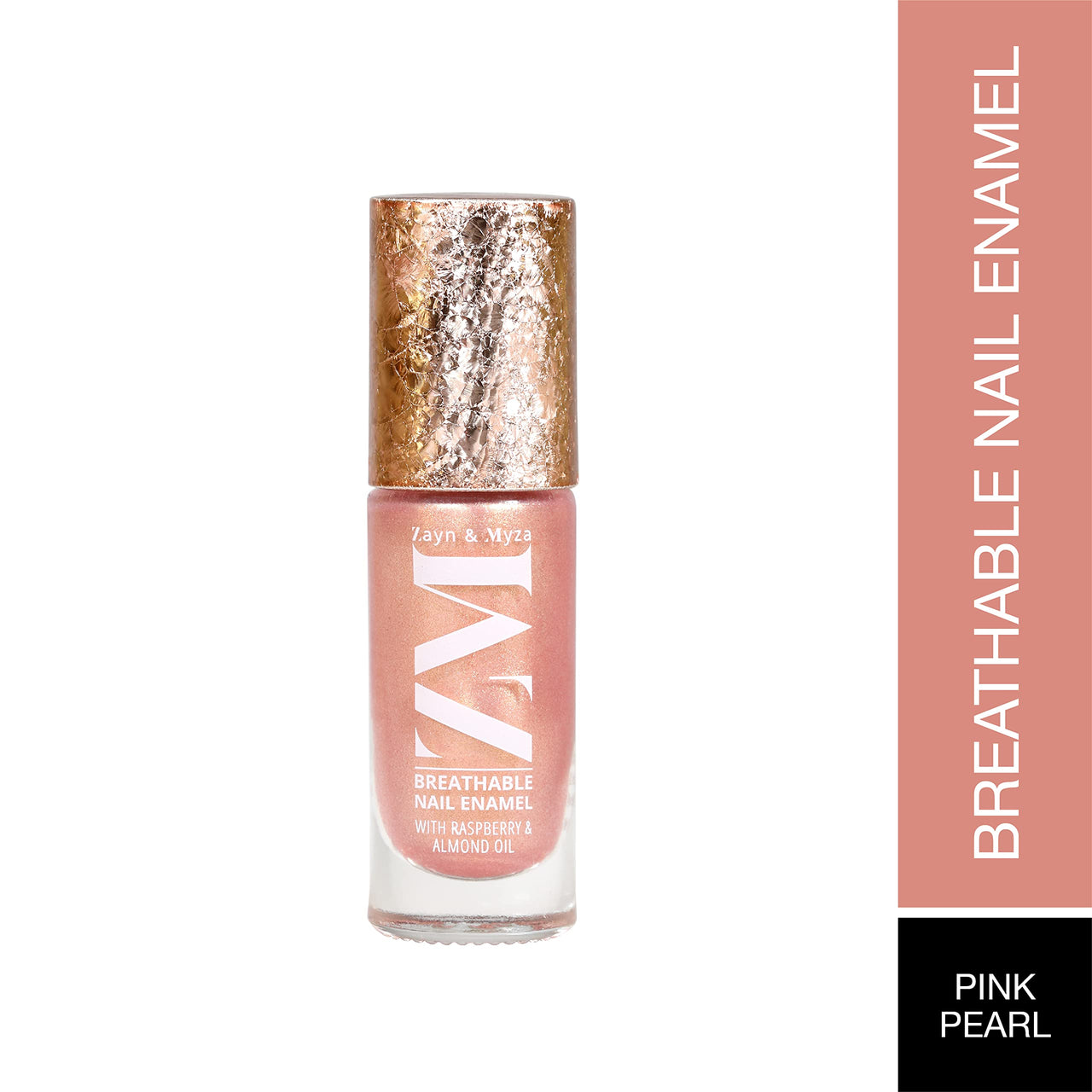 ZM Zayn & Myza Breathable Nail Enamel - Pink Pearl | Smooth Application | Quick-Drying I Longlasting I Chip-Defiant I Water Permeable | Glossy Finish | 100% Vegan, 6 ml