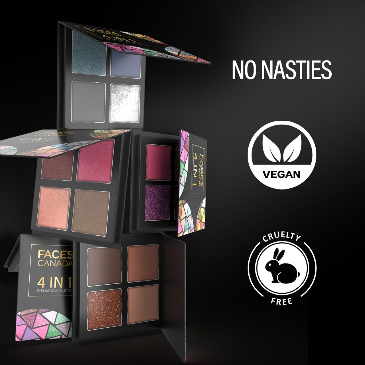 FACESCANADA 4 In 1 Quad Eyeshadow Palette Powder-Wicked Fantasy 03, 4.8G|Shimmer & Matte Shades|Satin Matte Finish Eye Shadow Quartet|Intense Pigment|Long Lasting|Vitamin E Enriched|Vegan,Multicolor