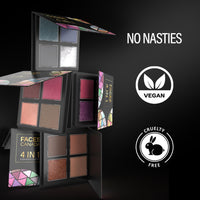 FACESCANADA 4 In 1 Quad Eyeshadow Palette Powder-So Workaholic 02, 4.8G|Shimmer&Matte Shades|Satin Matte Finish Eye Shadow Quartet|Intense Pigment|Long Lasting|Vitamin E Enriched|Vegan,Multi