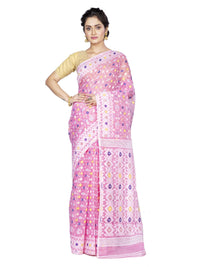 T.J. SAREES Women's  Jamdani Silk Blend Saree Without Blouse Piece