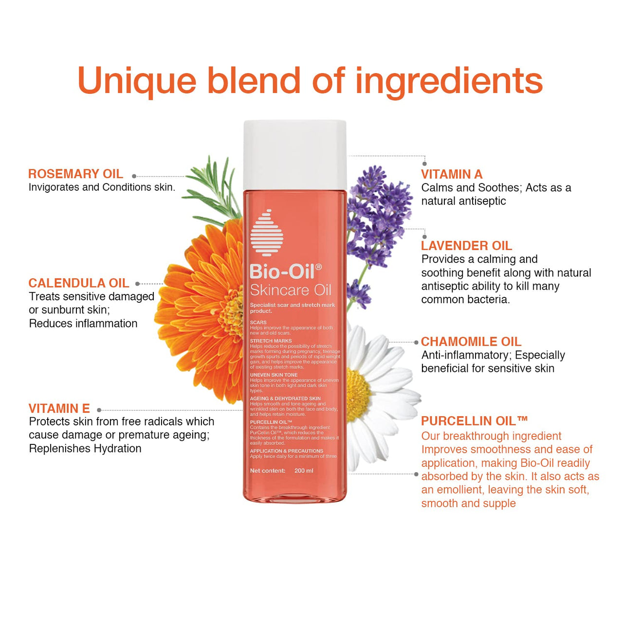 Bio-Oil 200 ml (Specialist Skin Care Oil - Scars, Stretch Mark, Ageing, Uneven Skin Tone) and 125 ml (Specialist Skin Care Oil - Scars, Stretch Mark, Ageing, Uneven Skin Tone), Combination Skin