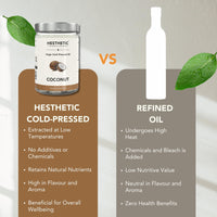 HESTHETIC - Virgin Cold Pressed Coconut Oil | 500ml Glass Jar | Multi-Purpose Oil for Cooking, Baking, Salads, Smoothies, Hair, Skin, Massage, Oil Pulling & More | 100% Pure & Natural Nariyal oil