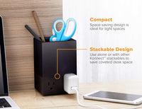 Bostitch Office Konnect Power Hub, Two Outlets Charging Station for Desktop, Shallow Tray Top, Black