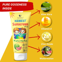 Healthbest Kids Watermelon Cooling Sunscreen SPF 30, PA+++, 100 ml - Vegan, Boosts Vitamin D Absorption, Prevents Tanning, Hydrates All Skin Types