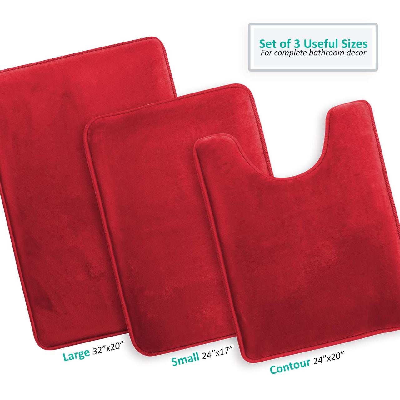 Clara Clark 2 Piece Bathroom Rugs Bath Mat Set, Velvet Memory Foam Bath Mats for Bathroom - Non-Slip, PVC Backing Bath Rugs, Washable Bathroom Rug Mats - Dries Quickly, Bathroom Rug Set - Burgundy Solid 2 Piece Set Burgundy Red