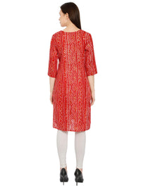 InTrend Forever Bandhani Foil Print Designer || Cotton Kurta for Ladies || Straight Fit || Zari & Sequins lace || Kurtis for Women