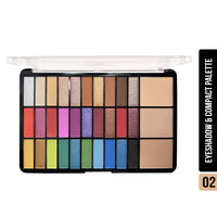 Shryoan Color Studio Eyeshadow & Highlighter Palette | 30 Colorful Shimmer Eyeshadow & 3 Compact | Highly Pigmented & Shimmery Matte Finish | (38 gm) (Shade 02)