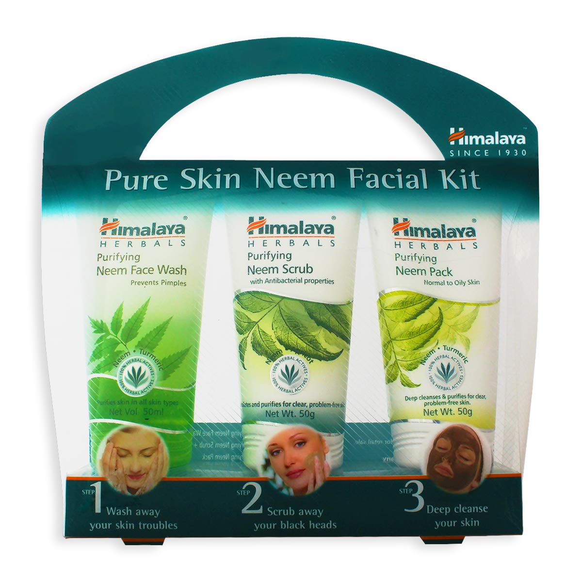 Himalaya Pure Skin Neem Facial Kit (Facewash 50ml, Scrub 50g & Face Pack 50g) & Himalaya Nourishing Skin Cream, 100ml