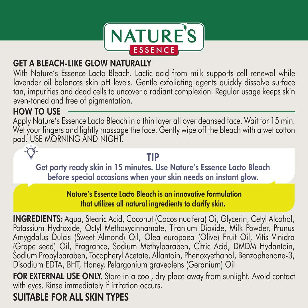 2 Pack X Nature's Essence Caressence Lacto Bleach Tan Removal Cream with Milk by Nature's Essence