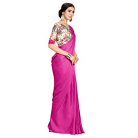 Cloud walker Women Soft Satin Silk Saree With Digital Printed Unstiched Blouse Piece(5.5m Saree +0.8m Blouse Piece).