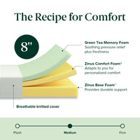 ZINUS 6 Inch Green Tea Memory Foam Mattress [New Version], Queen, Fiberglass free, Medium Firm Feel, Zoned Pressure Relief, Certified Safe Foams & Fabric, Mattress in A Box 6
