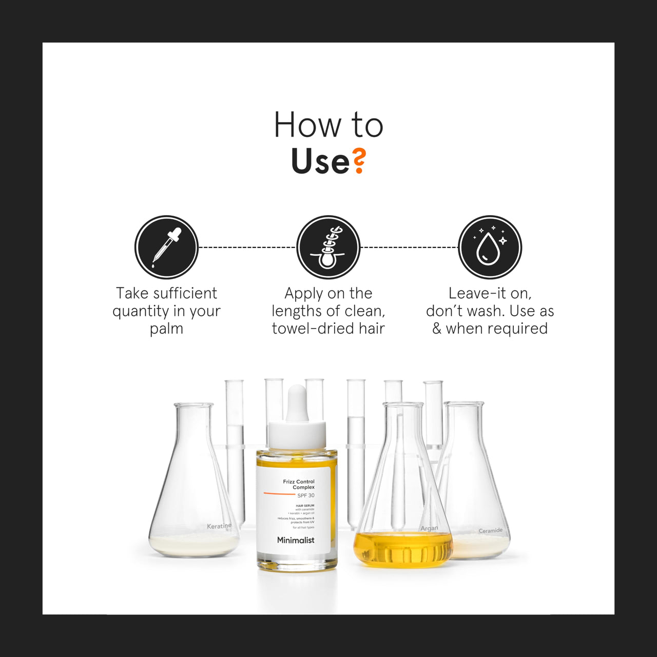 Minimalist SPF 30 Hair Serum for Frizzy Hair With Keratin, Argan Oil & Ceramides | Heat Protection, Smoothens & Protects From UV | Lightweight Leave-In for Women & Men | 50 ml