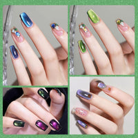 Bolt Bee 9D Cat Eye Gel Nail Polish Magnetic Soak Off UV/LED Gel, Long-Lasting, High Shine, Glitter Effect, Salon & DIY Manicure 9ml (Green)