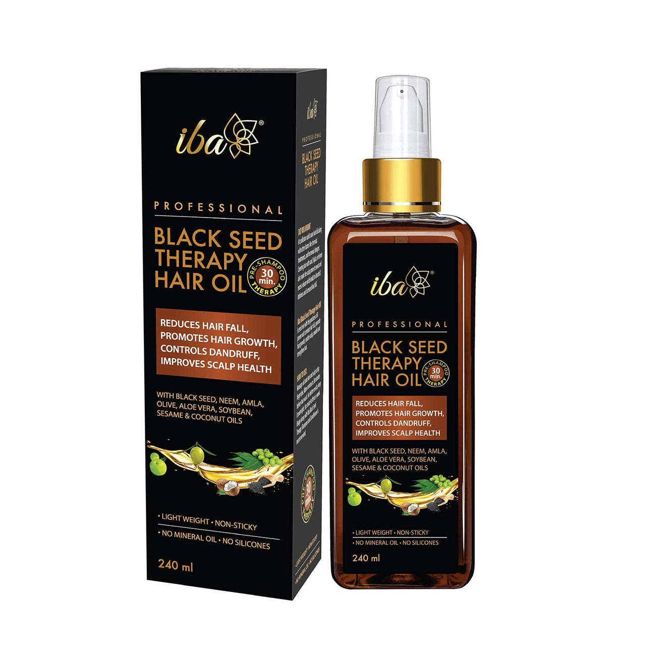 Iba Professional Black Seed Therapy Hair Oil - 240ml | Lightweight | Non-Sticky | Mineral Oil Free | Halal Certified & Vegan