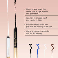 Shryoan Shimmery Dual Kajal with Sharpener | Waterproof | Long-Lasting | Black & Brown Shades | Long lasting smudge proof| Sweat proof Formula | 24-Hour Wear (Pack of 1)