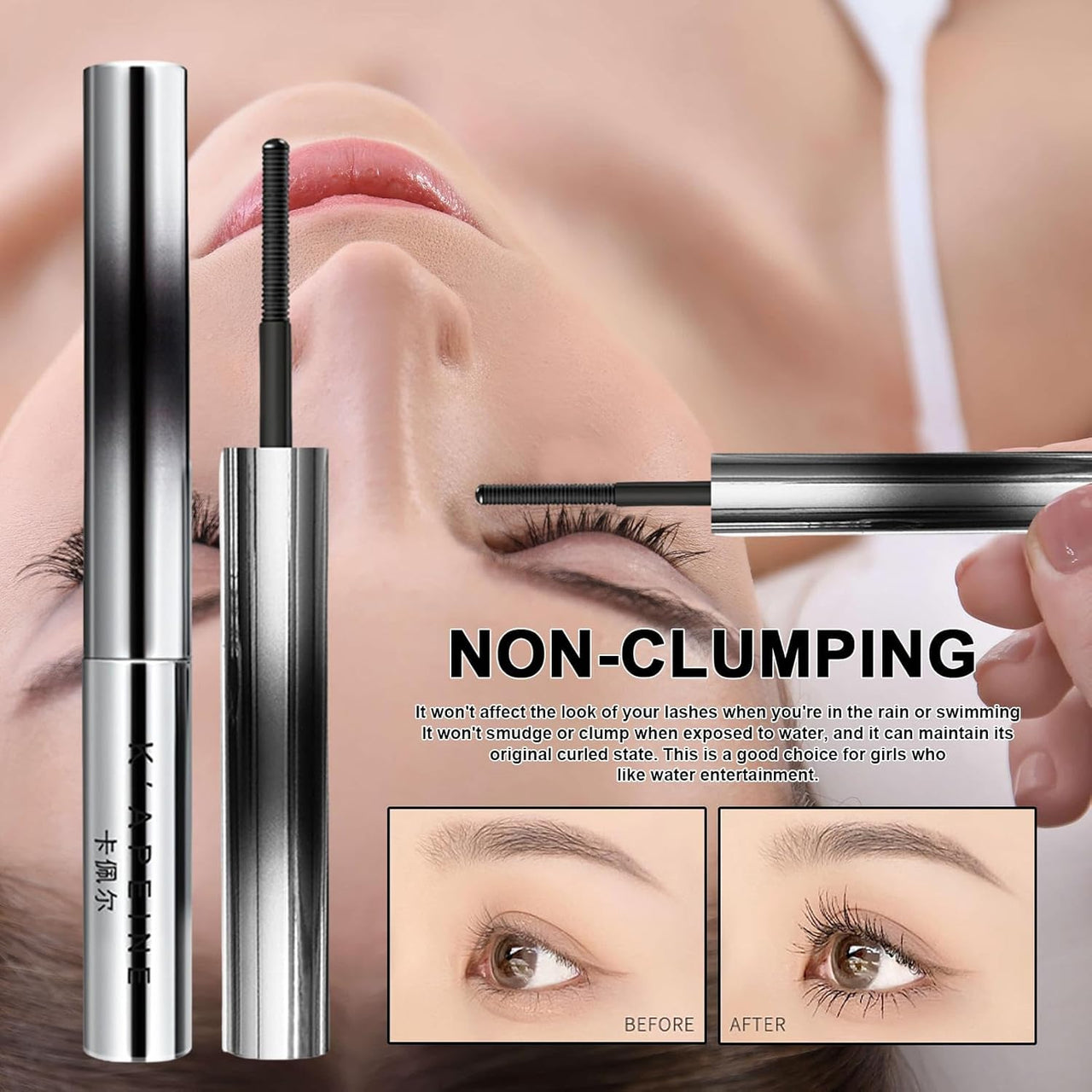 Luxenwell 3D Curling Eyelash Mascara | Lash Extension Safe Makeup Long Lasting Waterproof Iron Mascara For Thickening Softer Fuller Lashes