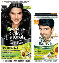 Garnier Color Naturals Crème hair color, Shade 1 Natural Black, 70ml + 60g And Garnier Color Naturals Men, Natural Black, 30ml+30gm