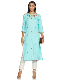 Ayukta Women's  Rayon Embroidery Straight Kurti