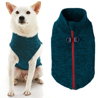 Gooby Zip Up Fleece Dog Sweater - Turquoise Wash, Large - Warm Pullover Fleece Step-in Dog Jacket with Dual D Ring Leash - Winter Small Dog Sweater - Dog Clothes for Small Dogs Boy and Medium Dogs Large chest (~20