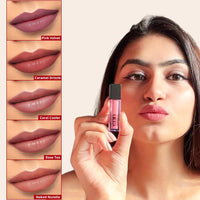 ENN Long Lasting Semi Matte Nourishing Soft Liquid Lipsticks Kit With 12 Hour Coverage | Transfer proof Highly Pigmented Godness of Natural Ingredients of Ghee | Vitamin-E | Argan Oil | Pack Of 5 Perfect Nudes