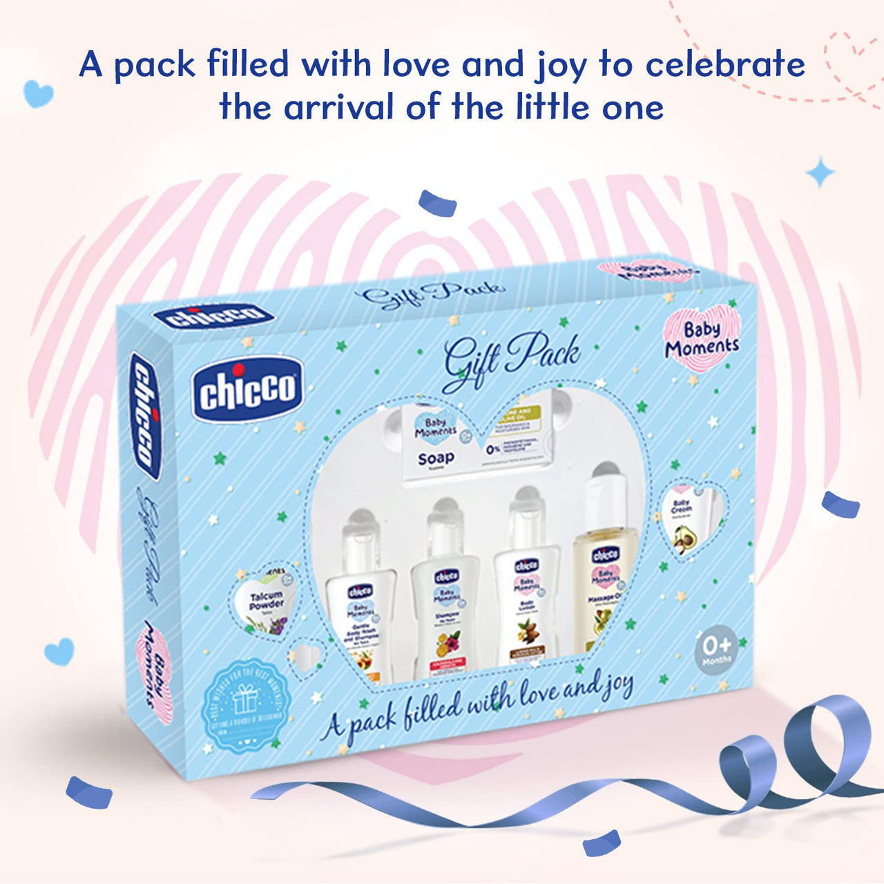 Chicco Baby Moments Caring Set Blue, Gift Set for Babies, 0m+