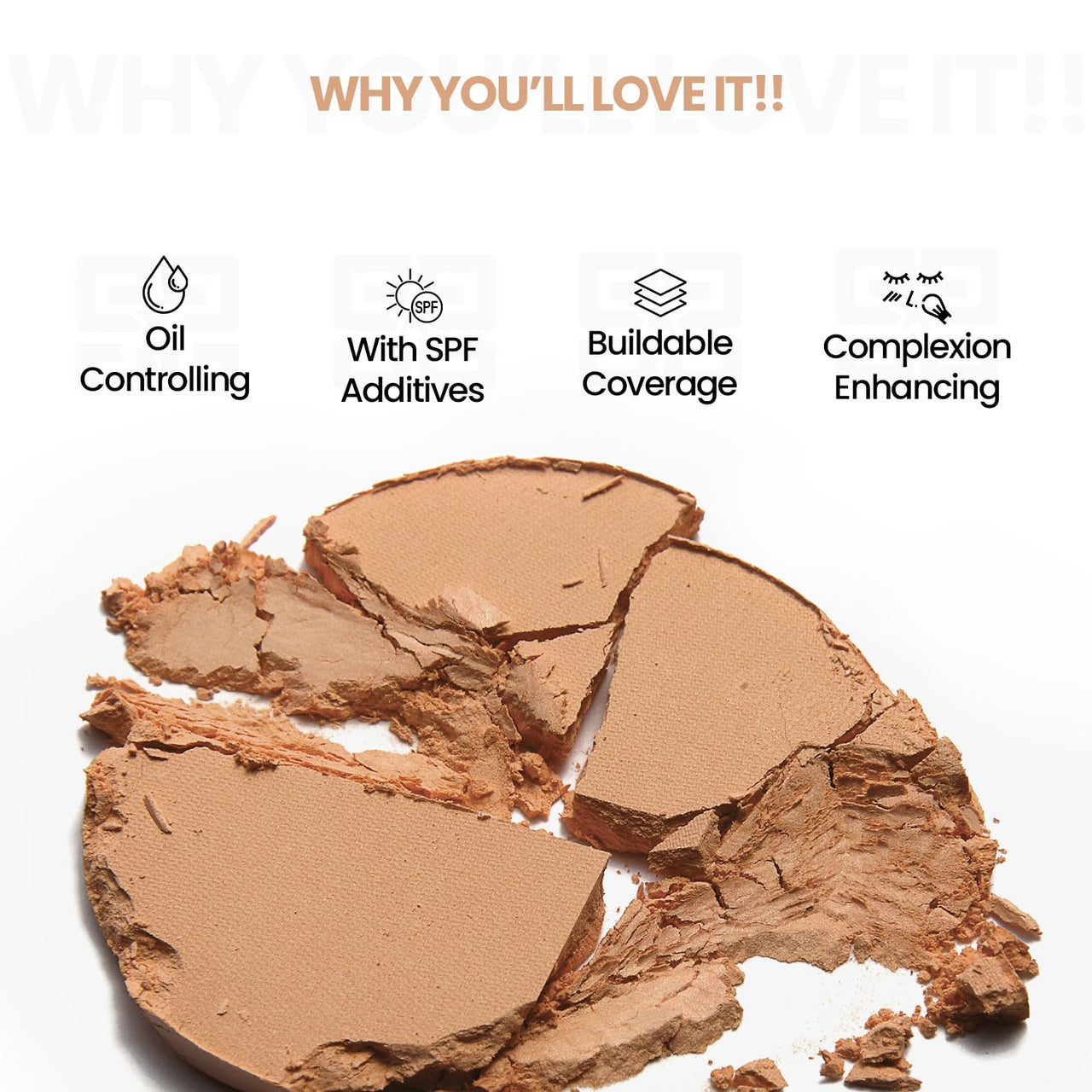STARSTRUCK BY SUNNY LEONE Matte Finish Compact Powder - Deep | Foundation Powder with SPF Protection | Face Makeup | Non Greasy Non Sticky For Indian Skin | All Skin Type