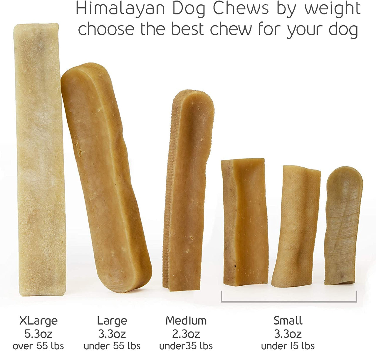 Himalayan Dog Chew Original Yak Cheese Dog Chews, 100% Natural, Long Lasting, Gluten Free, Healthy & Safe Dog Treats, Lactose & Grain Free, Protein Rich, Mixed Sizes, Dogs 65 Lbs & Smaller