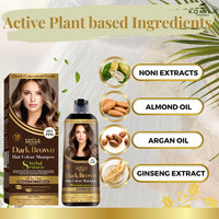 Kokila NO PPD Shampoo Hair Colour - Dark Brown 400ml for Women and Men | Natural Extracts | Colours Hair in 10 Minutes | Ammonia Free, Paraben Free - 10 Pair Free Gloves