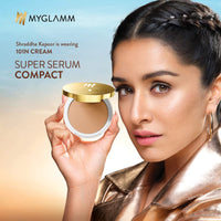 MyGlamm Super Serum Compact - 201N Sesame, 9g | Infused With Hyaluronic Acid & Vitamin E | Matte Finish Compact Powder | All Skin Types