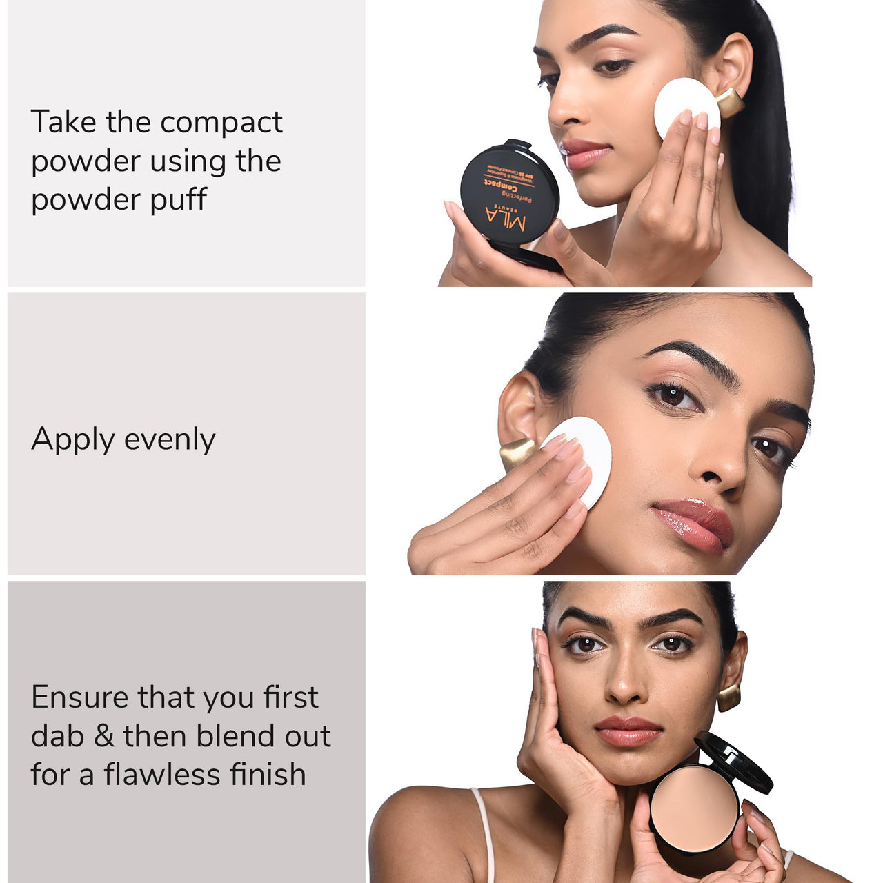 Mila Beauté Perfecting Compact Powder | Natural Matte Finish| Longstay with SPF 15 | Minimized Pores and Finelines | Controls Shine | Lightweight Compact Powder |Shade - (Ivory 16g)