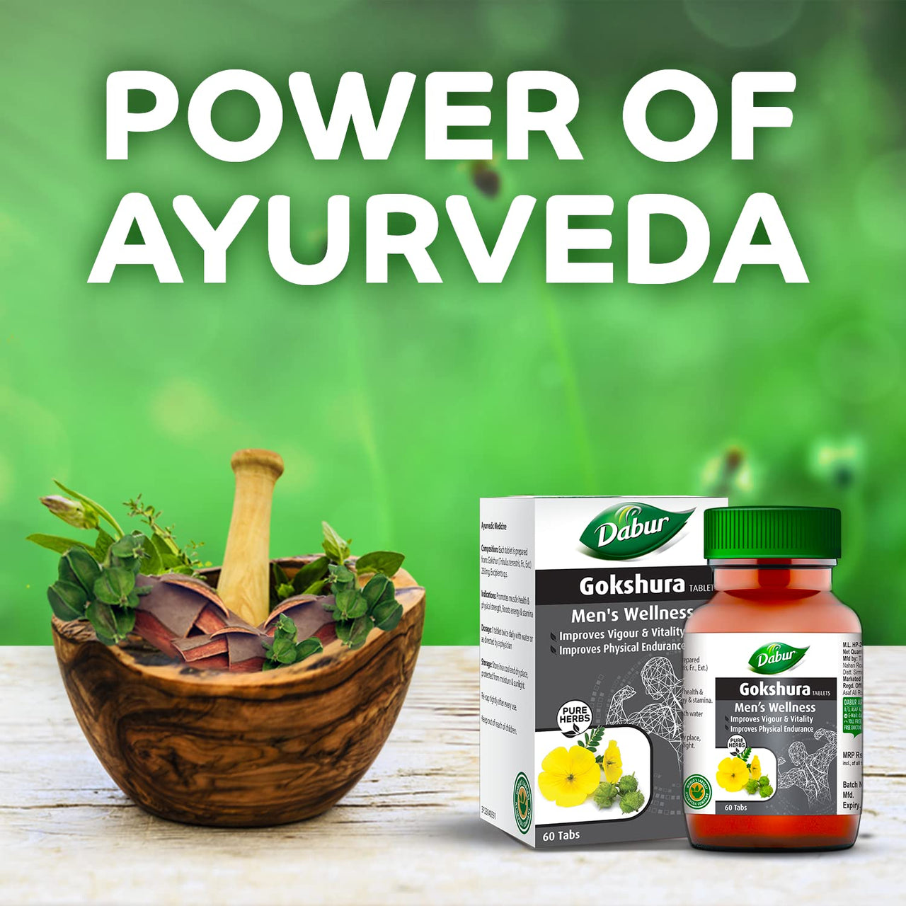 Dabur Gokshura Tablets - 60 Tablets | Boosts Vitality & Stamina | Supports Gut Health