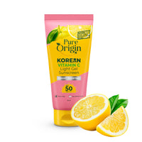 Pure Origin Korean Vitamin C Bright Boosting Light Gel Sunscreen SPF 50 PA++++ & Face Wash Combo | Face wash for deep cleansing for Brighter, Glowing and soft skin | Light Gel Sunscreen with No White Cast | Face serum for Brighter, Glowing and soft skin |