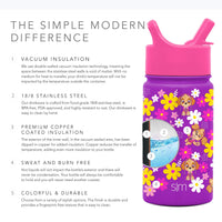 Simple Modern Paw Patrol Kids Water Bottle with Straw Insulated Stainless Steel Toddler Cup for Girls, School | Summit Collection | 14oz, Skye Flowers