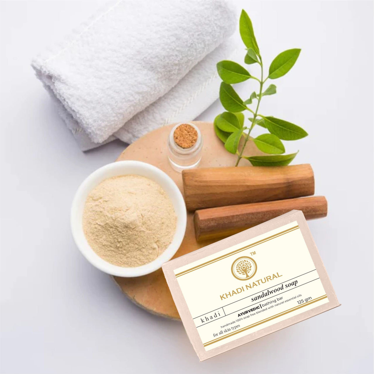 Khadi Natural Ayurvedic handmade bath soap 125g Each SANDALWOOD Soaps Pack of 6