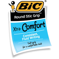 BIC Round Stic Grip Xtra Comfort Ballpoint Pen, Medium Point (1.2mm), Red, 12-Count